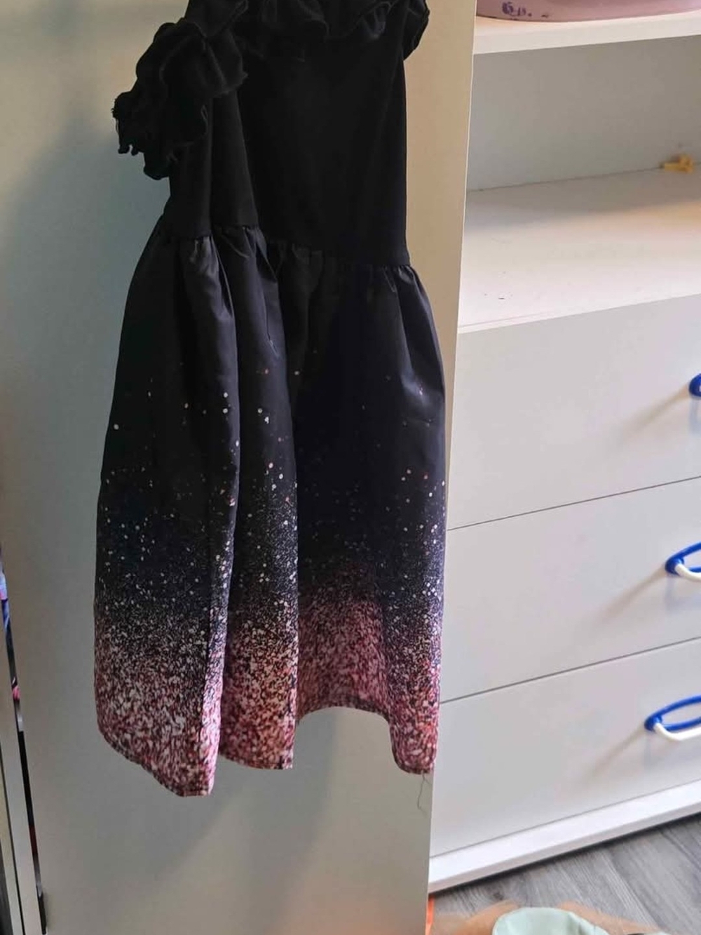 Girls Black to Pink Ombre Sparkle Dress